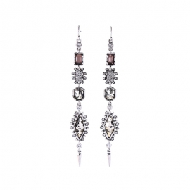 Retro long irregular gemstone earrings feminine temperament all-match show face thin dress earrings