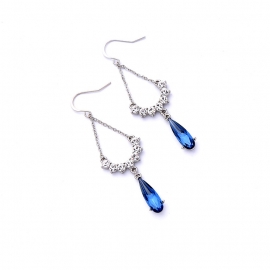 European and american retro fashion earrings temperament net red long crystal sapphire earrings 2020 new trend