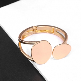 Bangle european and american popular alloy open bracelet hollow asymmetric oval stone-shaped bracelet