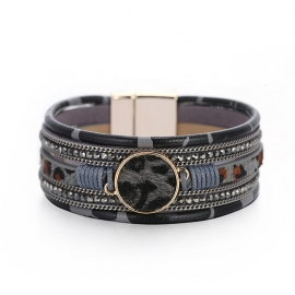 Spring and summer new style bohemian horsehair multi-layer hand-woven leopard magnetic bracelet foreign trade explosion