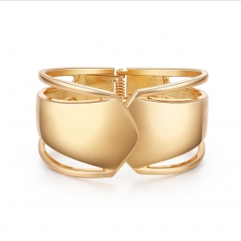 European and american minimalist jewelry ladies fashion light luxury bracelet arrow glossy hollow gold-plated wide bracelet foreign trade explosion