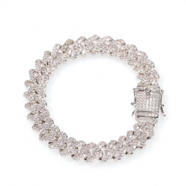 Hip hop zircon bracelet european and american mens 12mm wide butterfly buckle bar cuban chain fashion jewelry