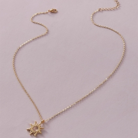 Fashion creative all-match alloy sun pendant necklace