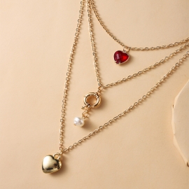 Creative and trendy all-match style ladies love imitation pearl pendant multi-layer necklace cross-border jewelry