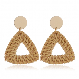 Beach style wild exaggerated rattan earrings european and american fashion vines hand-woven long tassel shell earrings