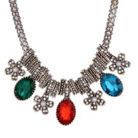 European and american exaggerated big-brand fashion personality all-match jewelry, ethnic style creative new gem-set clothing necklace