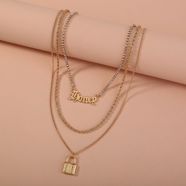 European and american independent station new multi-layer necklace fashionable exaggerated gothic letter lock pendant choker necklace