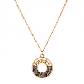 Factory direct new products accessories fashion trend irregular round hollow natural color abalone shell necklace