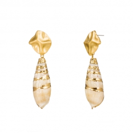 European and american popular beach style all-match earrings, gold shaped metal ear hooks, natural conch long earrings, women wholesale