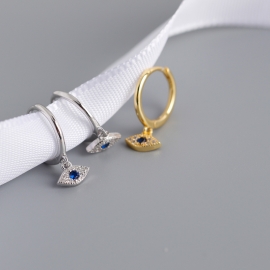 S925 silver devils eye earrings retro blue eyes sterling silver earrings earrings trendy ear jewelry female