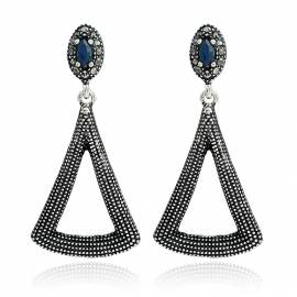 European and american fashion retro triangle hollow rhinestone earrings