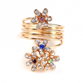 European and american cross-border sources of hot-selling spring flower ring fashion simple diamond opening adjustable ring