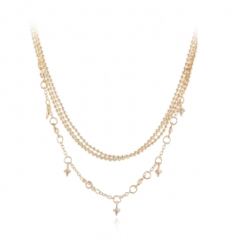 European and american creative natural handmade hanging ring alloy necklace fashion simple ethnic style beach clavicle chain popular jewelry