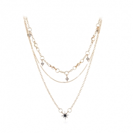 European and american creative natural handmade hanging ring alloy necklace fashion simple ethnic style beach clavicle chain popular jewelry