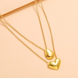 Simple niche temperament multilayer clavicle necklace fashion personality trend three-dimensional water drop love necklace