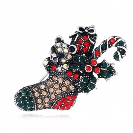 Christmas brooch, new high-end european and american retro diamond brooch, socks brooch, foreign trade jewelry brooch