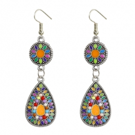 Factory wholesale bohemian ethnic style earrings fashion drip-shaped alloy pendant earrings fashion jewelry