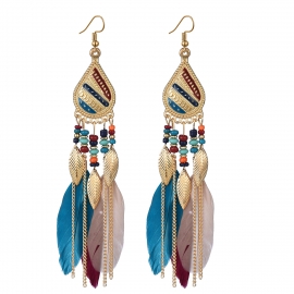 European and american popular earrings jewelry exaggerated ethnic style feather earrings 2020 explosive bohemian earrings