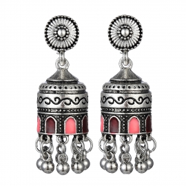 New manufacturers cross-border bohemian personality alloy bell earrings retro ethnic style carved earrings earrings