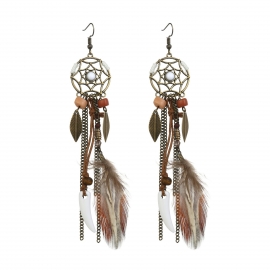 Ethnic style ivory fashion creative feather earrings bohemian tribal performance long earrings