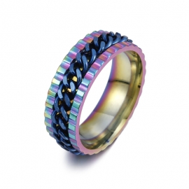 European and american new mens titanium steel chain rotating ring twelve-color full-color transfer jewelry