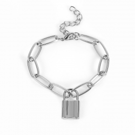 European and american cross-border jewelry, personalized creative geometric pendant bracelet, female wild temperament lock-shaped simple chain bracelet