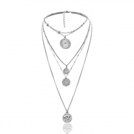 European and american cross-border jewelry, all-match multi-layer round brand street shooting elements, female retro queen head creative necklace