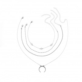 European and american cross-border jewelry fashion multi-element set items, alloy small flower flashing diamond multilayer necklace