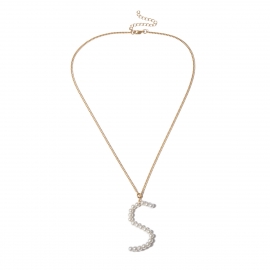 European and american cross-border jewelry, personality, wild long money, women, simple temperament, single-layer letter imitation pearl necklace