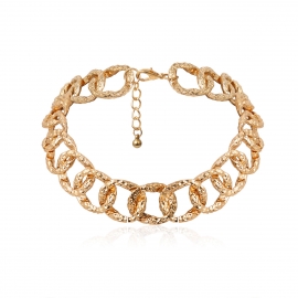 European and american cross-border jewelry retro punk ins style metal pendant single-layer exaggerated pattern thick chain geometric necklace