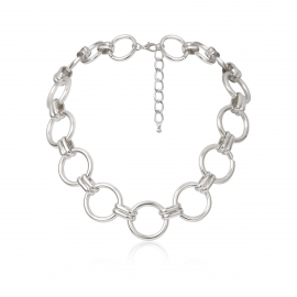 European and american cross-border jewelry, personalized single-layer hip hop cold necklace female simple ring geometric hollow necklace set