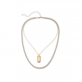 European and american cross-border jewelry, simple and simple street style jewelry, geometric alloy accessories, multi-layer popular necklace women