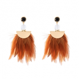 Feather earrings long bohemian temperament vacation super fairy tassel earrings female ethnic style retro