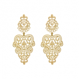 Retro alloy hollow flower earrings female personality holiday earrings new trend european and american fashion