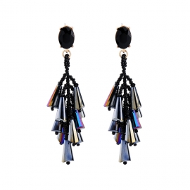 Creative colorful gemstone rice beads tassel earrings ladies elegant texture european and american fashion cross-border jewelry manufacturers wholesale