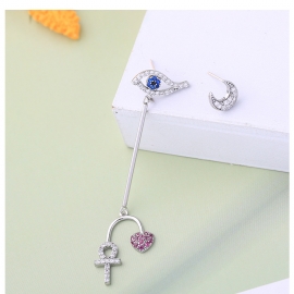 925 silver needle asymmetrical earrings devils eye diamond earrings korean personality creative net red earrings