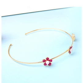 Enamel dripping oil cute flower pearl collar female european and american style opening adjustable