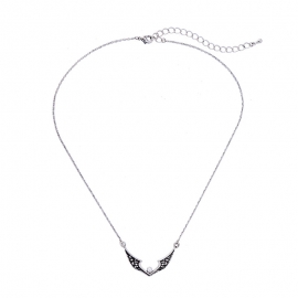 Retro necklace female simple light luxury diamond wing pendant temperament versatile pearl short clavicle chain