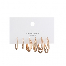 European and american small circle set earrings, multi-loop cross twisted flower earrings, womens three-piece earrings, foreign trade hot sale