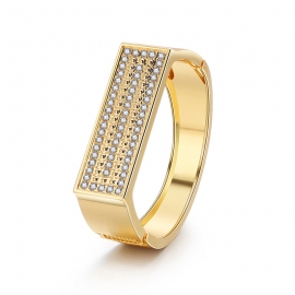 European and american explosive gold-plated open bracelet minimalist wild word diamond bright alloy bracelet factory direct sales