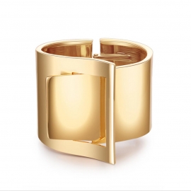 European and american foreign trade jewelry manufacturers minimalist exaggerated wide side bracelet geometric buckle head shape glossy gold-plated bracelet wholesale