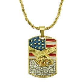 Fashion hip-hop european and american style mens diamond-studded eagle three-dimensional pendant necklace