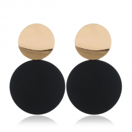 European and american fashion simple and creative geometric copper earrings amazon hot sale round spray painted black metal earrings