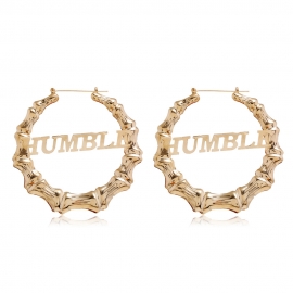 Source factory accessories european and american earrings new hot sale metal bamboo letter exaggerated large earrings wholesale