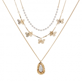 European and american hot new product accessories fashion irregular metal pendant trend wild small butterfly multilayer necklace female