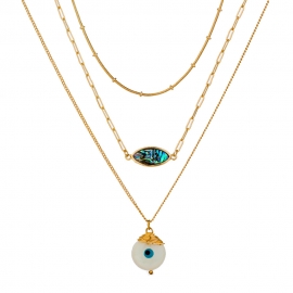 European and american multi-layer personality hand-knitted wire alloy necklace women fashion new color abalone shell jewelry