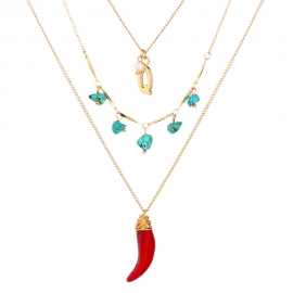 Factory direct sale turquoise letter q necklace, summer simple and fashionable wild hand-wound red pepper necklace
