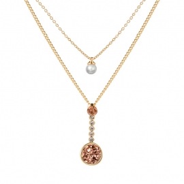 European and american hot-selling double clavicle chain fashion multicolor crystal cluster round pendant necklace christmas love gift