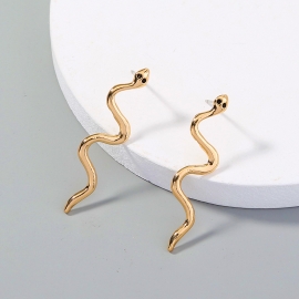 European and american foreign trade retro jewelry trend simple ins golden popular twisted snake metal earrings earrings