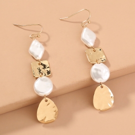 Japanese and korean ins new fashion jewelry, geometric pearl, long temperament, all-match ear hook chic earrings wholesale